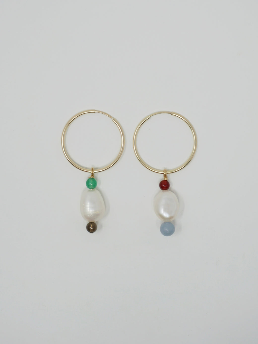 Mismatched Drop Pearl Hoops