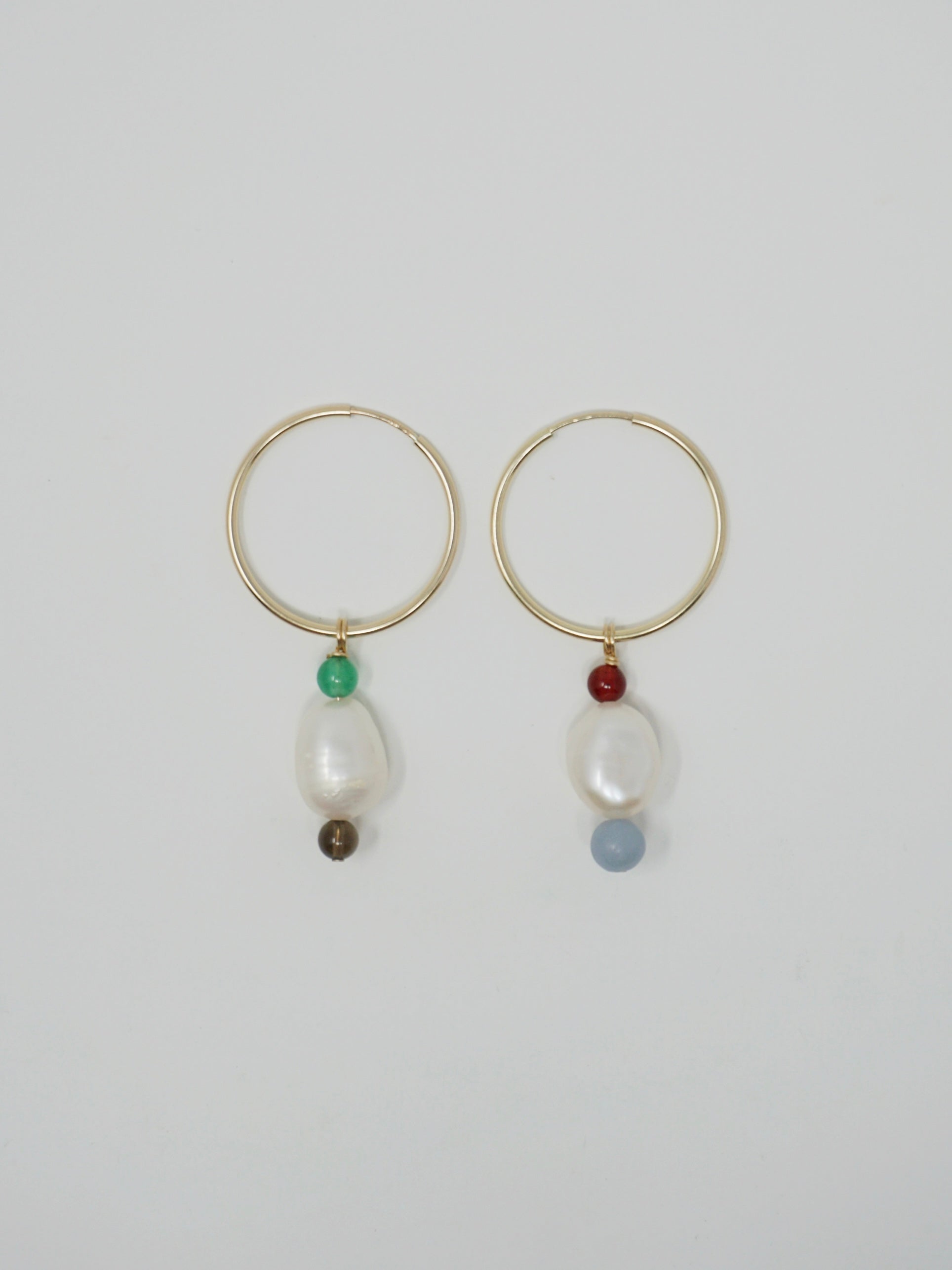 Mismatched Drop Pearl Hoops