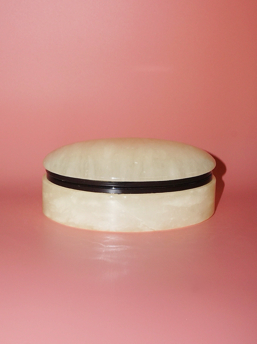 Vintage Alabaster Oval Box