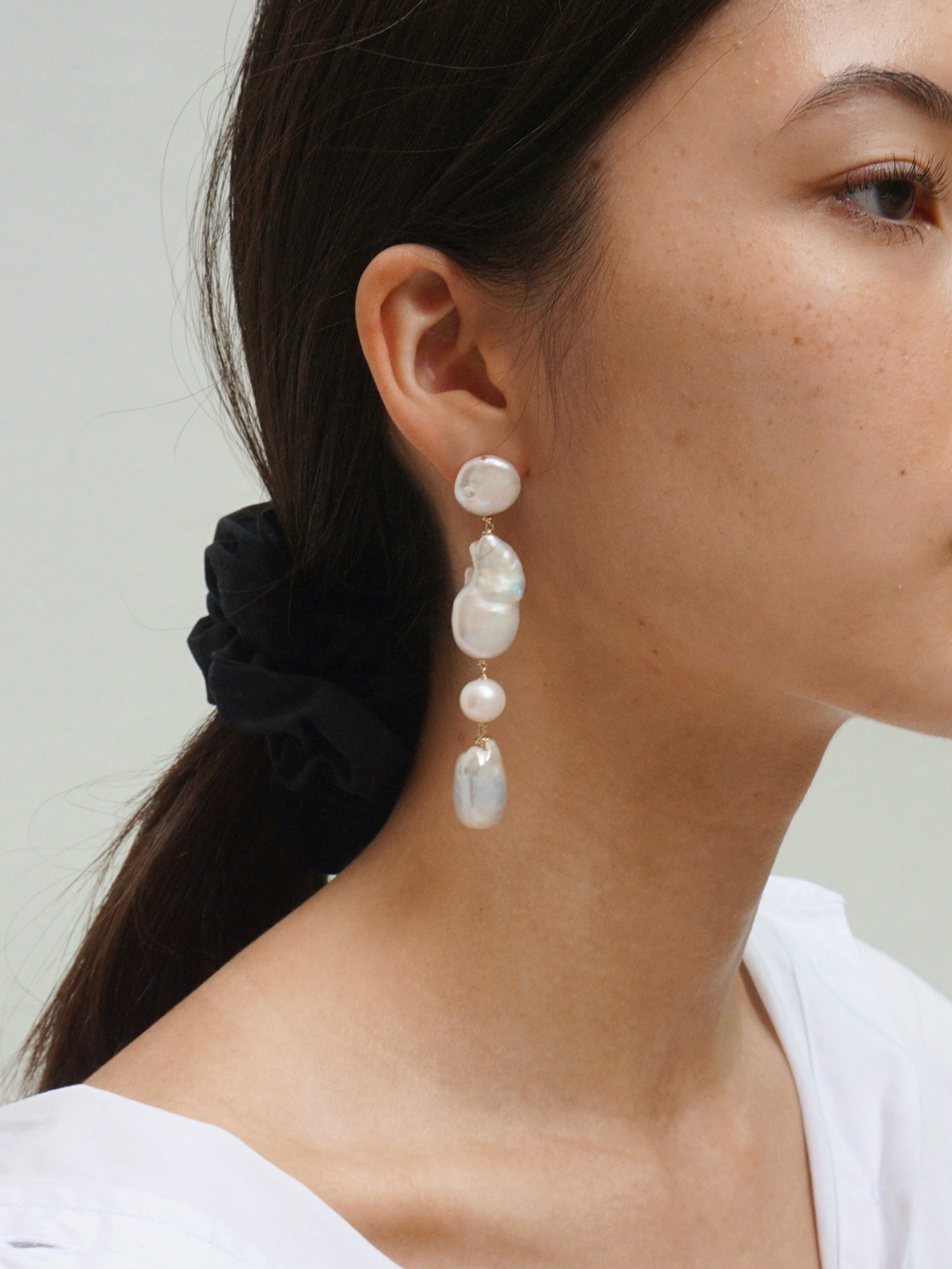 Pearl Long Drop Earrings — Varoshe Bespoke Jewellery