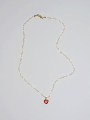 Crystal Heart & Pearl Necklace – NST Studio