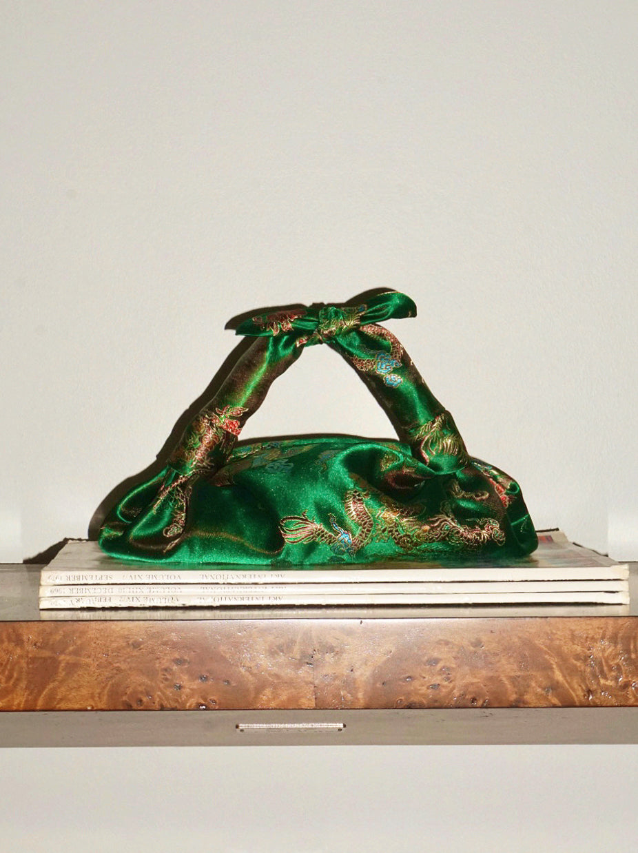 Kelly Green Brocade Mini Knot Bag