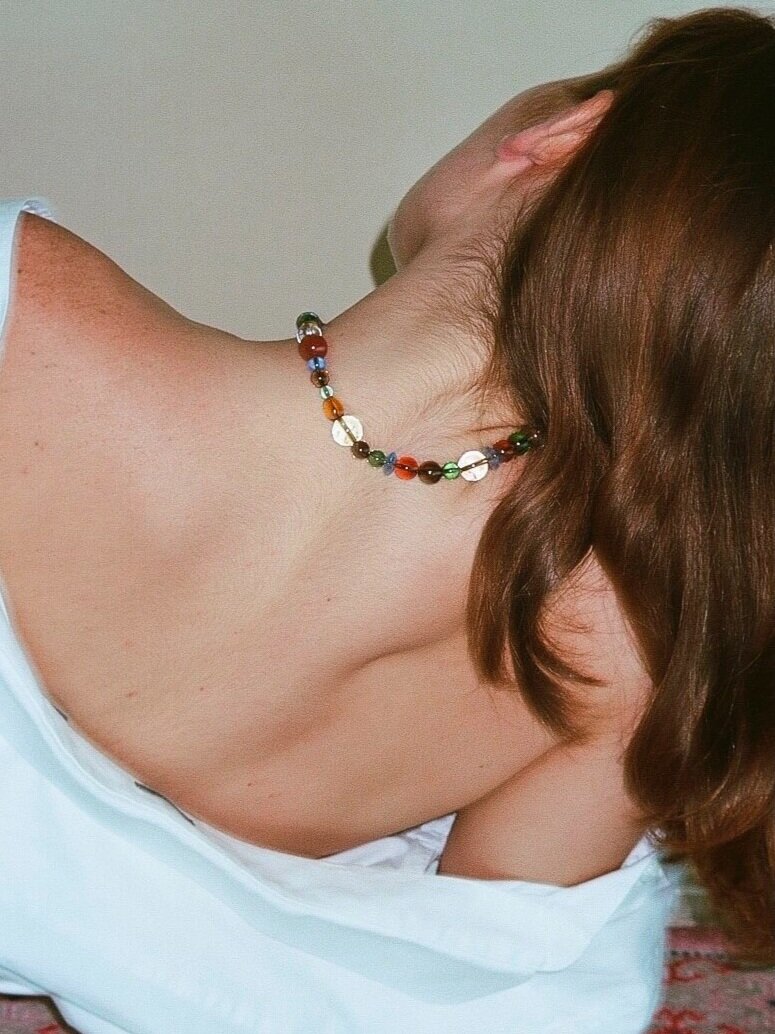 Glass & Quartz Rainbow Necklace