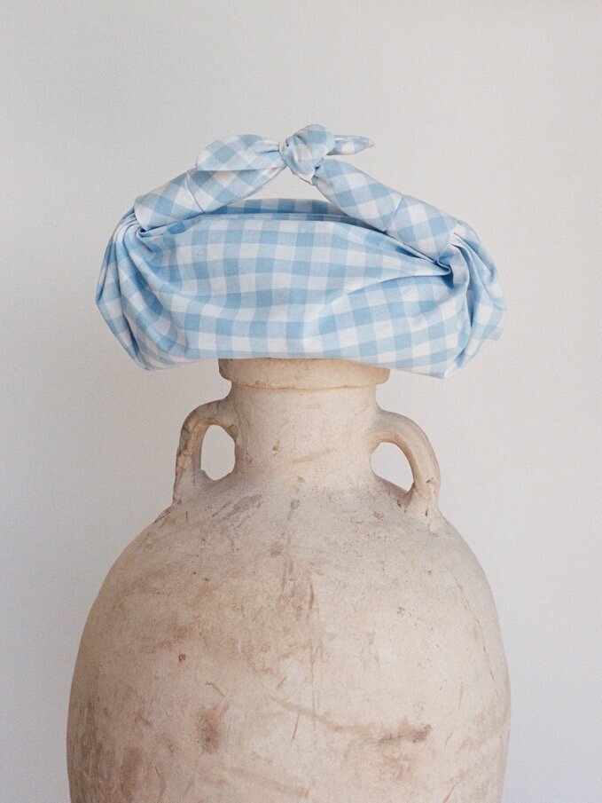 Sky Gingham Knot Bag