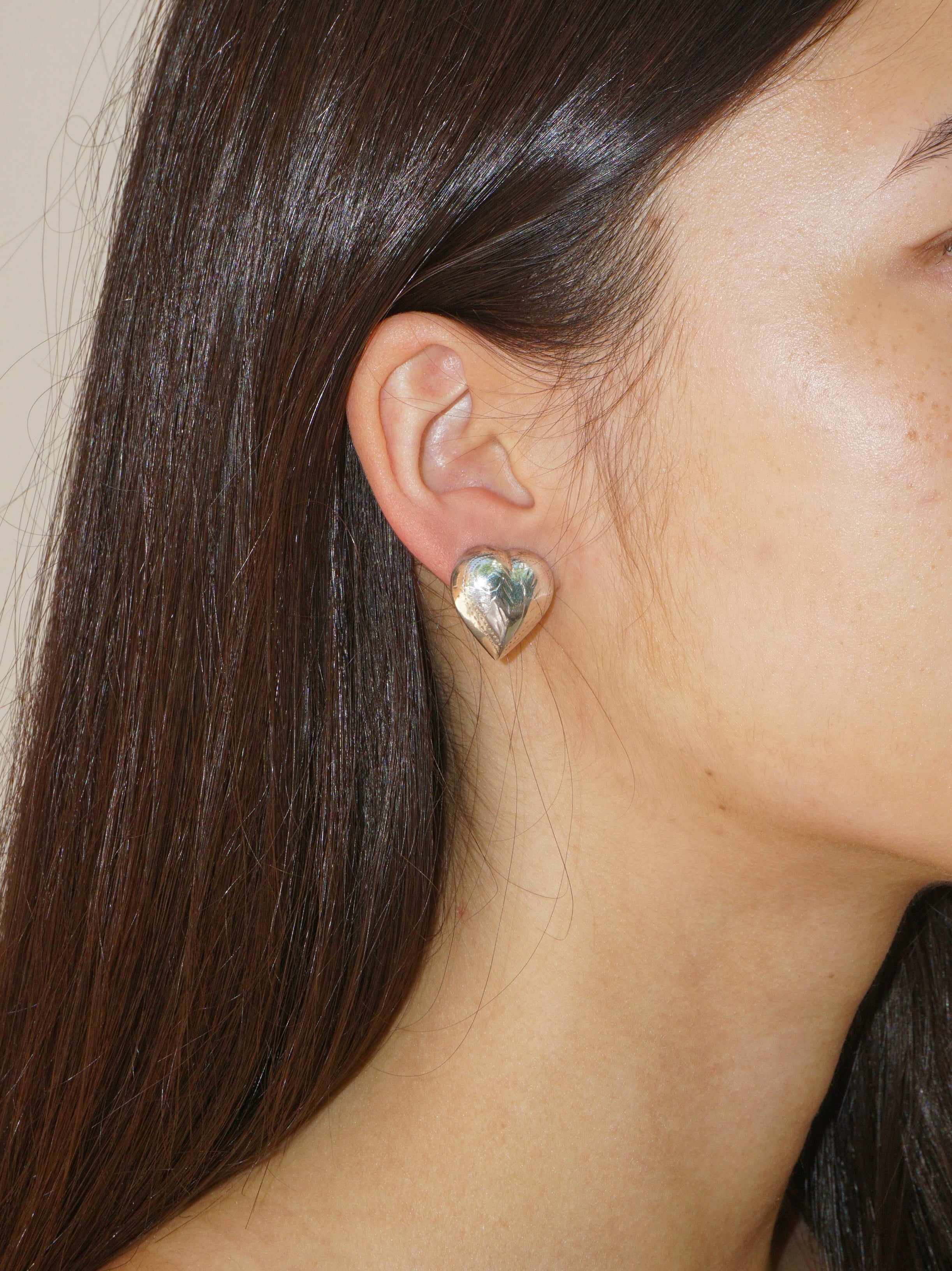 Western Silver Heart Earrings