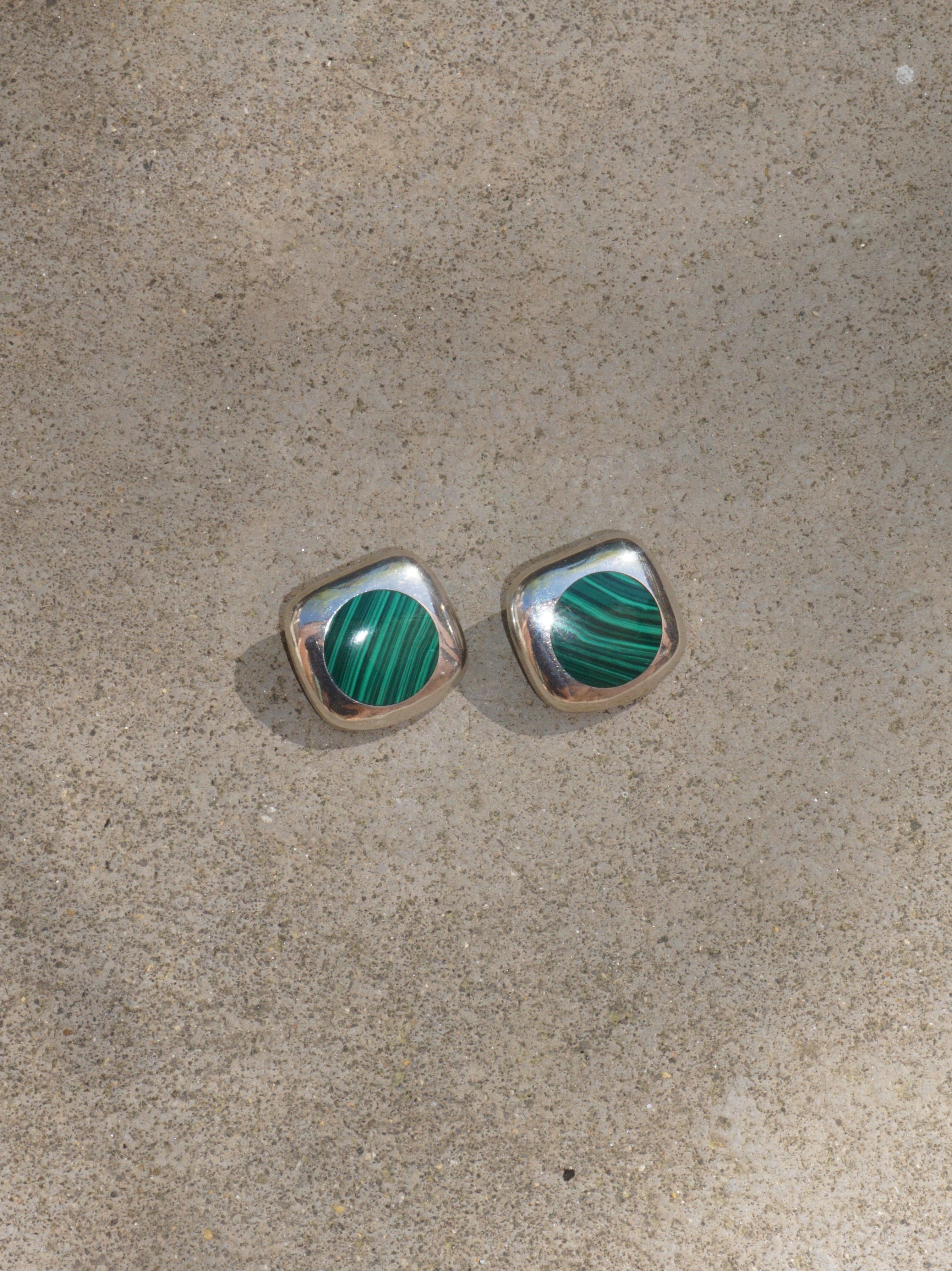 Vintage Malachite Clip-On Earrings