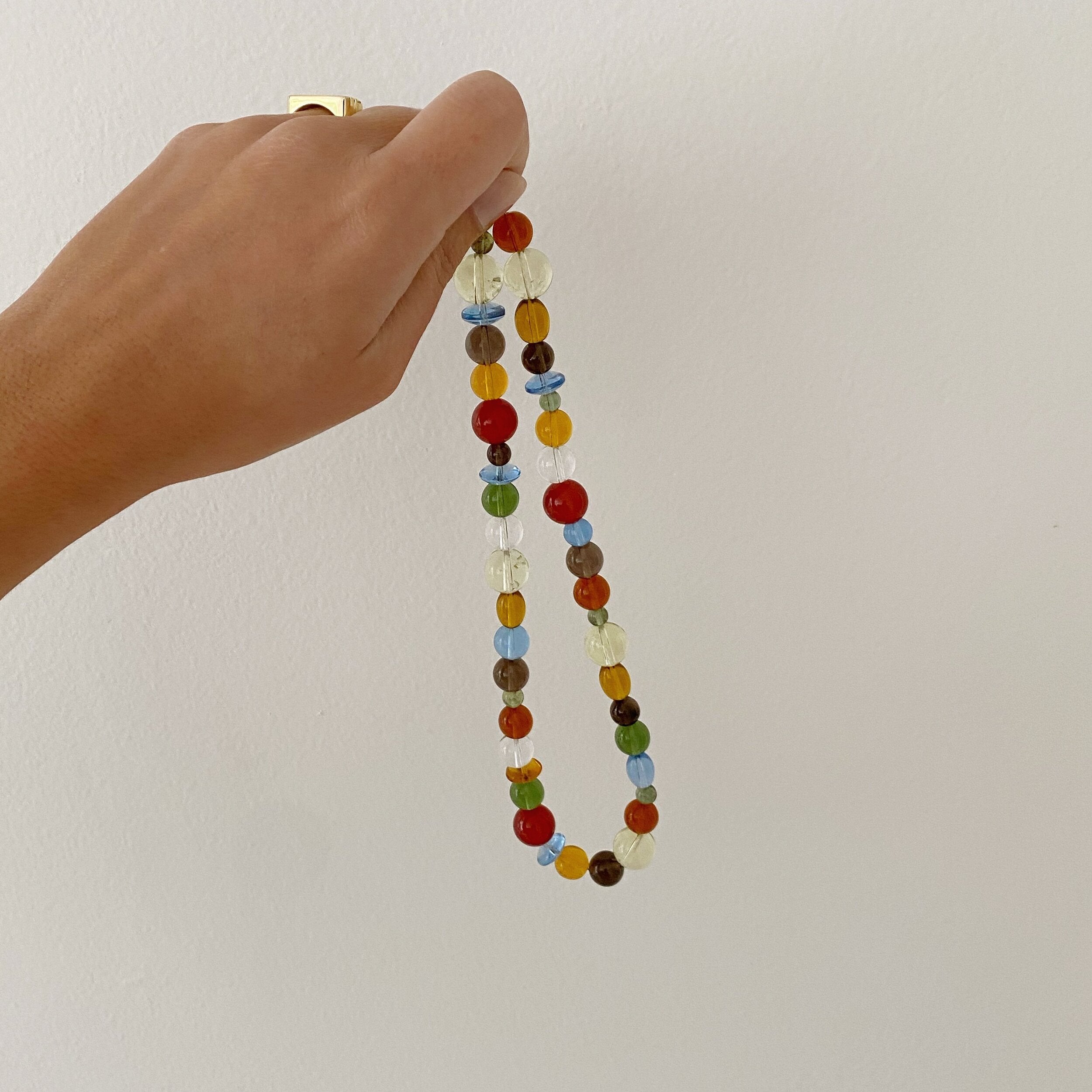 Glass & Quartz Rainbow Necklace